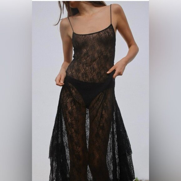 ZARA LONG LACE DRESS - Picture 1 of 10